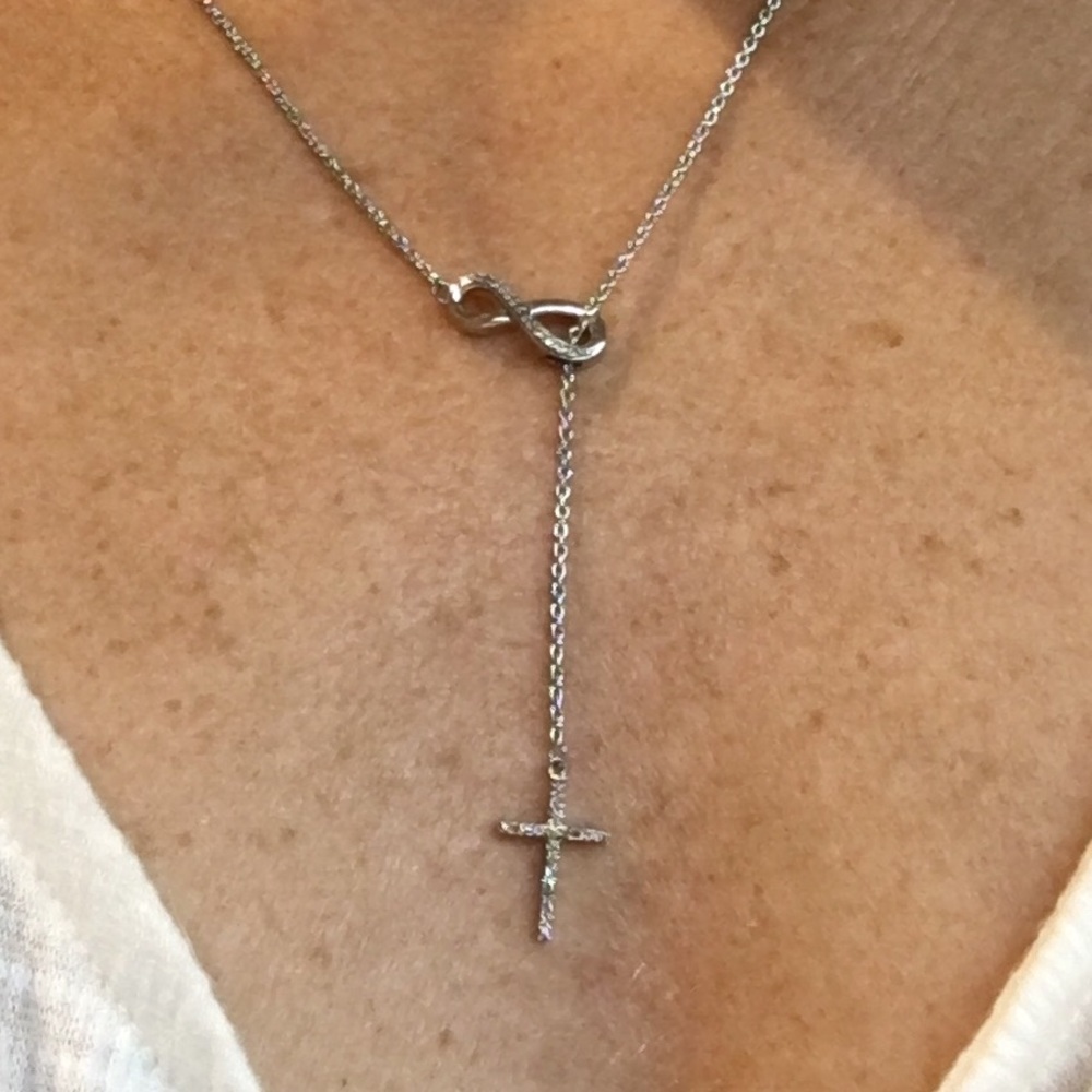 Beautiful Diamond Cross Infinity Loop Necklace. - image 1